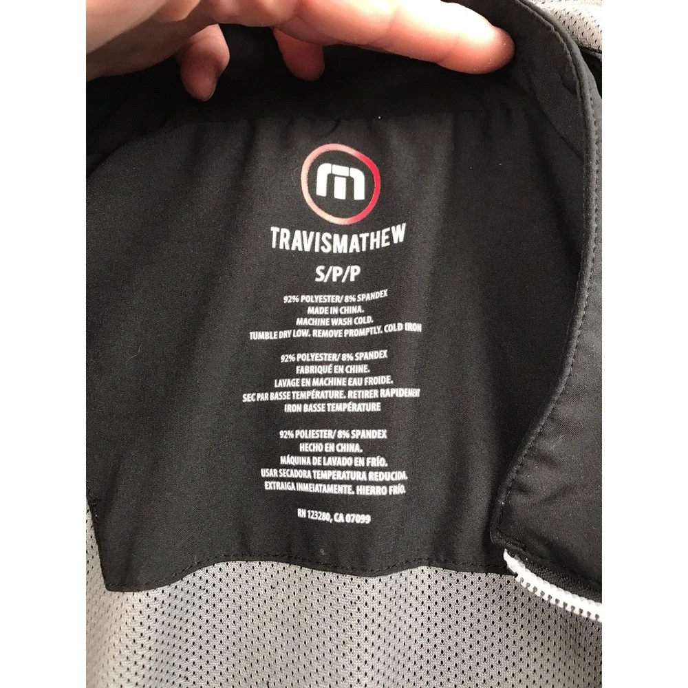 Travis Mathew Hooded Performance Rain Jacket‎ Mens S Black Softshell Full Zip